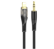 Аудіокабель HOCO UPA25 iP to 3.5mm male, nylon braid, 1m, Black (6931474791153)