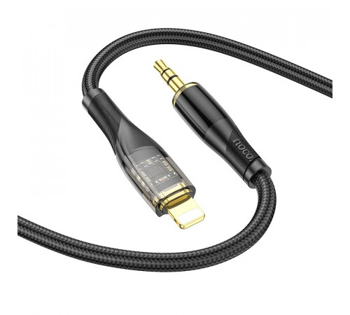 Аудіокабель HOCO UPA25 iP to 3.5mm male, nylon braid, 1m, Black (6931474791153)