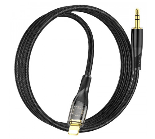 Аудіокабель HOCO UPA25 iP to 3.5mm male, nylon braid, 1m, Black (6931474791153)
