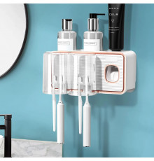 Диспенсер-полка для зубных принадлежностей с 2 стаканами Toothbrush holder RA-925/223-54 // [101] (40 шт/ящ)