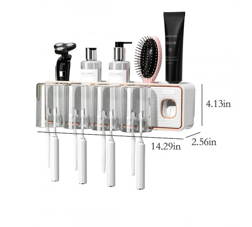 Диспенсер-полка для зубных принадлежностей с 4 стаканами Toothbrush holder 223-55 (RA-927) // [101] (20 шт/ящ)