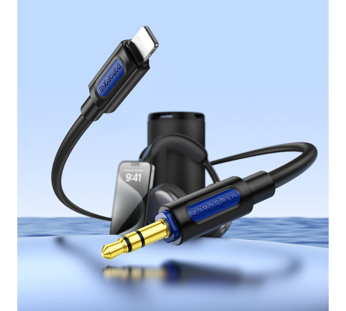 Аудіокабель BOROFONE BL20 iP to 3.5mm male, silicone, 1m, Black (6941991114397)