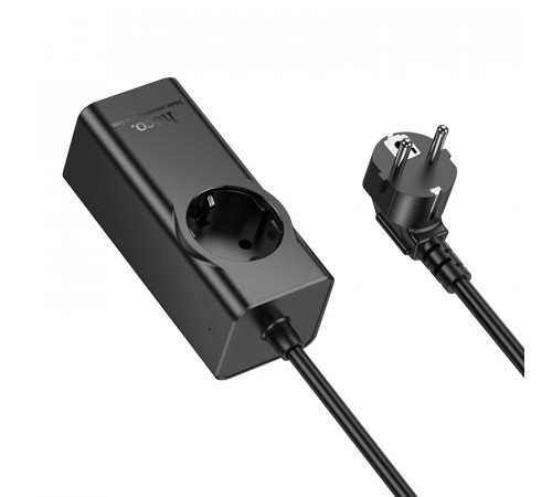 Мережевий подовжувач HOCO NS9 Wisdom 1-position (PD67W/3C1A) desktop socket (EU/GER) (2 m) Black (6942007638494)