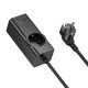 Мережевий подовжувач HOCO NS9 Wisdom 1-position (PD67W/3C1A) desktop socket (EU/GER) (2 m) Black (6942007638494)
