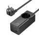 Мережевий подовжувач HOCO NS9 Wisdom 1-position (PD67W/3C1A) desktop socket (EU/GER) (2 m) Black (6942007638494)