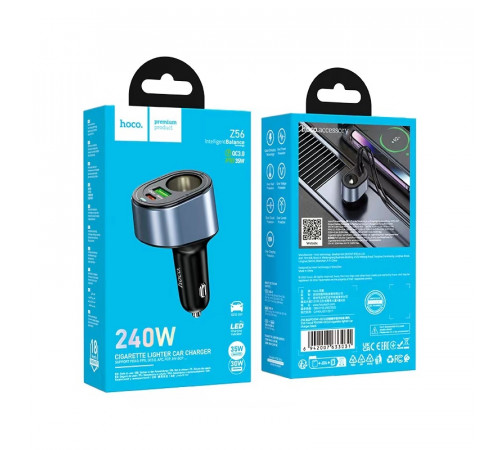 Автомобільний зарядний пристрій HOCO Z56 Friend PD35W+QC3.0 cigarette lighter car charger Black (6942007633031)