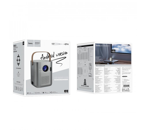 Проектор HOCO DT4 Wi-Fi 2.4/5 ГГц Smart full autofocus projector (720P Android version) EU (6942007645126)