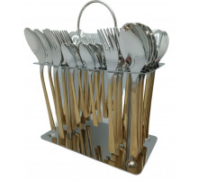 Набор столовых приборов CUTLERY SET CD-01 (Ложки, вилки) (12 персон/36 предм.) (Хром (чистый) + Золото (рифление)) // [403] (12 шт/ящ)