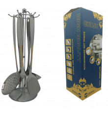 Набор кухонных пренадлежностей CD-27 (6 предм.) (Хром (чистый) + Золото (рифление) металл) // [403] (24 шт/ящ)