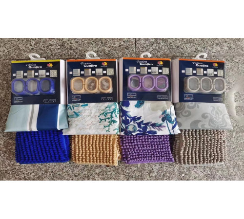 Комплект для ваной 2в1 штора(180*180см) + коврик (40*60см) Shower curtain W-6 // [403] (12 шт/ящ)