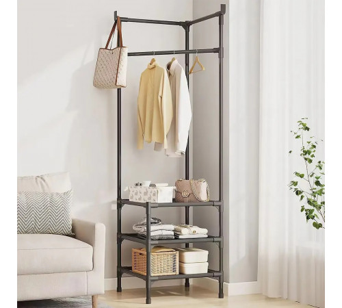 НЕТУ Вешалка стойка-полка угловая для одежды 9603, (Металл+пластик, (В180*Ш450*Г450мм), 3-яруса) // [403] (12 шт/ящ) @