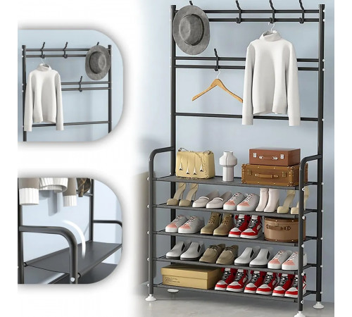 НЕТУ Полка/вешалка в прихожую 0098-80 чёрная // [403] (12 шт/ящ) @