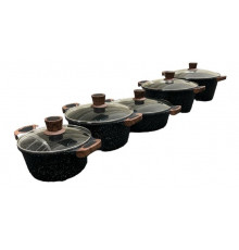 Набор кастрюль DM-10 (ГАЗ+ИНДУКЦИЯ) (5 кастр. Ø-20см-1,5л/24см-3л/28см-5л /32см-7л/28см-2,5л) (крышка стекло) // [4] (2 шт/ящ)