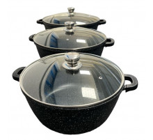 Набор кастрюль Dash PT-6 (ГАЗ+ИНДУКЦИЯ) (3 кастр. Ø-32см-7л/36см-10л/40см-15л) (крышка стекло) // [4] (2 шт/ящ)