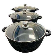 Набор кастрюль Dash PT-6 (ГАЗ+ИНДУКЦИЯ) (3 кастр. Ø-32см-7л/36см-10л/40см-15л) (крышка стекло) // [4] (2 шт/ящ)