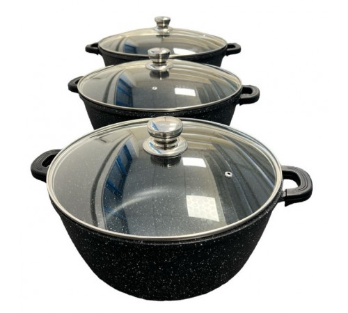 Набор кастрюль Dash PT-6 (ГАЗ+ИНДУКЦИЯ) (3 кастр. Ø-32см-7л/36см-10л/40см-15л) (крышка стекло) // [4] (2 шт/ящ)