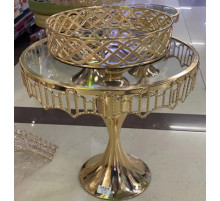 Набор подставок для десертов/тортов с кристаллами золото (набор из 3-х шт) Cake plate 16412-1 // [4] (1 шт/ящ)