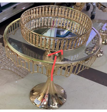 Набор подставок для десертов/тортов с кристаллами золото (набор из 3-х шт) Cake plate 16412-2 // [4] (1 шт/ящ)