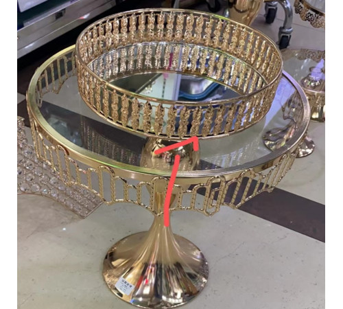 Набор подставок для десертов/тортов с кристаллами золото (набор из 3-х шт) Cake plate 16412-2 // [4] (1 шт/ящ)