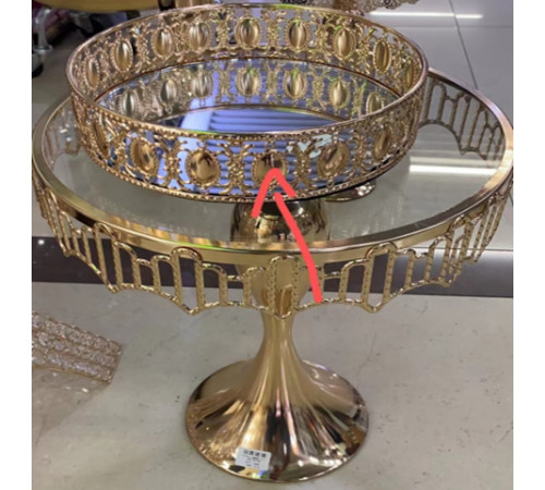 Набор подставок для десертов/тортов с кристаллами золото (набор из 3-х шт) Cake plate 16412-3 // [4] (1 шт/ящ)