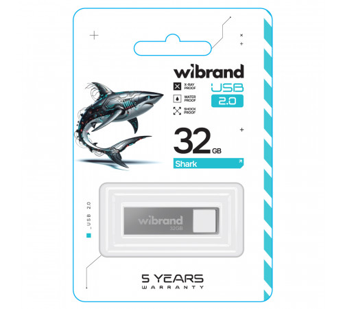 Флеш-накопичувач Wibrand USB 2.0 Shark 32Gb Silver (WI2.0/SH32U4S)