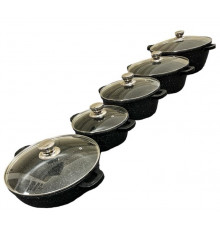 Набор кастрюль Dash PT-10 (ГАЗ+ИНДУКЦИЯ) (5 кастр. Ø-20см-1,5л/24см-3л/28см-5л /32см-7л/28см-2,5л) (крышка стекло) // [4] (2 шт/ящ)