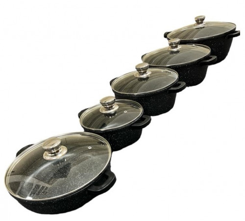 Набор кастрюль Dash PT-10 (ГАЗ+ИНДУКЦИЯ) (5 кастр. Ø-20см-1,5л/24см-3л/28см-5л /32см-7л/28см-2,5л) (крышка стекло) // [4] (2 шт/ящ)