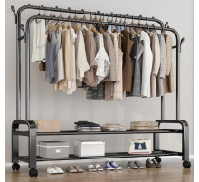 НЕТУ Вешалка стойка-полка для одежды (YP-610-2) (МЕТАЛЛ (48кг) (с колёсами) (Ш110хВ150хГ57) // [602] (6 шт/ящ)