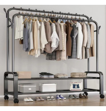 НЕТУ Вешалка стойка-полка для одежды (YP-610-2) (МЕТАЛЛ (48кг) (с колёсами) (Ш110хВ150хГ57) // [602] (6 шт/ящ)