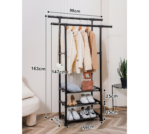 НЕТУ Вешалка стойка для одежды телескоп 8903 (98*35*(147-164)) // [108] (12 шт/ящ) @