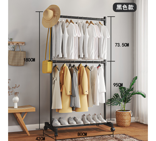 НЕТУ Вешалка-полка для одежды и обуви (9112) (С колёсами, металл+пластик, (Ш800*Г420*В1800мм) телескоп.) // [108] // [400] (12 шт/ящ)