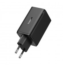 Мережевий зарядний пристрій з кабелем Baseus GaN6 Pro Fast Charger 2C+2U 65W  EU Cluster Black((With Type-C to Type-C 100W(20V/5A) 1m Black） (P10162701113-00)