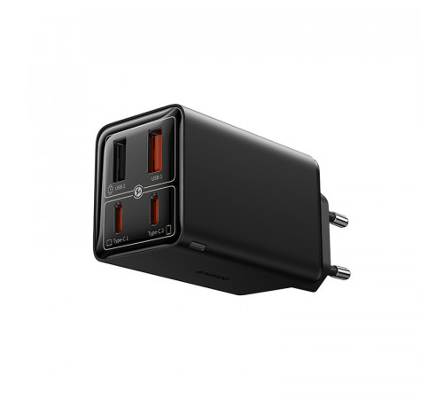 Мережевий зарядний пристрій з кабелем Baseus GaN6 Pro Fast Charger 2C+2U 65W  EU Cluster Black((With Type-C to Type-C 100W(20V/5A) 1m Black） (P10162701113-00)