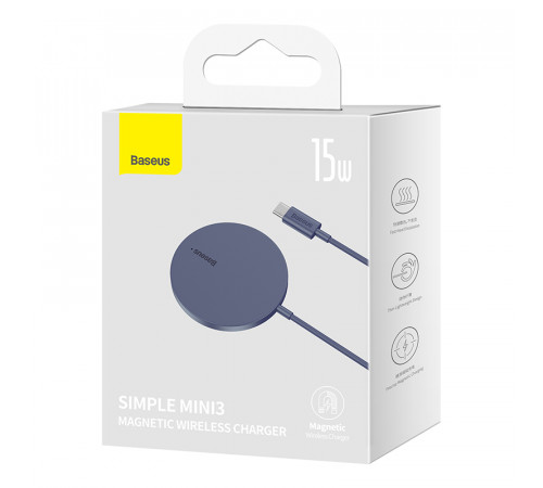 Бездротовий зарядний пристрій Baseus Simple Mini3 Magnetic Wireless Charger 15W Dusty Purple (CCJJ040205)