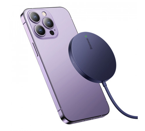 Бездротовий зарядний пристрій Baseus Simple Mini3 Magnetic Wireless Charger 15W Dusty Purple (CCJJ040205)