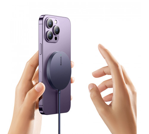 Бездротовий зарядний пристрій Baseus Simple Mini3 Magnetic Wireless Charger 15W Dusty Purple (CCJJ040205)