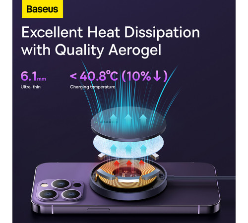 Бездротовий зарядний пристрій Baseus Simple Mini3 Magnetic Wireless Charger 15W Dusty Purple (CCJJ040205)
