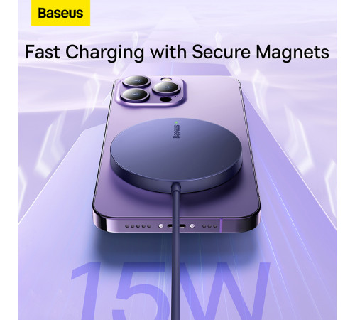 Бездротовий зарядний пристрій Baseus Simple Mini3 Magnetic Wireless Charger 15W Dusty Purple (CCJJ040205)
