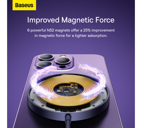 Бездротовий зарядний пристрій Baseus Simple Mini3 Magnetic Wireless Charger 15W Dusty Purple (CCJJ040205)