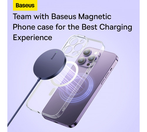 Бездротовий зарядний пристрій Baseus Simple Mini3 Magnetic Wireless Charger 15W Dusty Purple (CCJJ040205)
