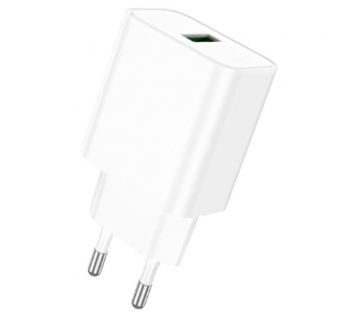 Мережевий зарядний пристрій BOROFONE BA72A Spring single port QC3.0 charger White (6974443388558)