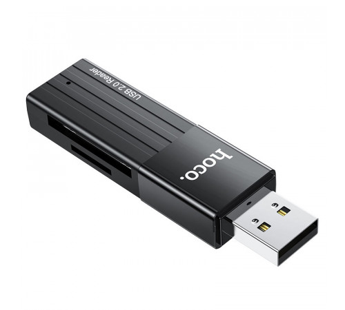 USB-хаб HOCO HB20 Mindful 2-in-1card reader(USB2.0) Black (6931474735201)