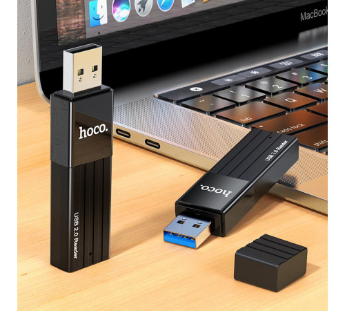 USB-хаб HOCO HB20 Mindful 2-in-1card reader(USB2.0) Black (6931474735201)