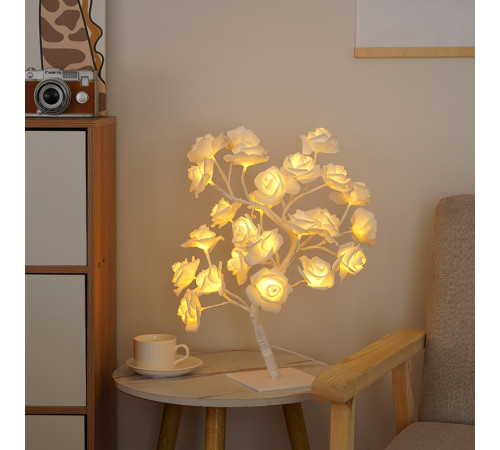 Лампа LED настольная "Дерево белая роза" (NNG-04) (24 LED (теплый свет) 220V) // [108] (50 шт/ящ)