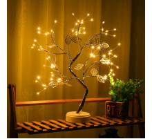 Лампа LED настольная "Дерево золотое с листьями" (NNG-08) (USB + батарейки AA 3шт (тёплый свет)) // [108] (48 шт/ящ)