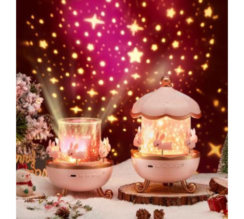 НЕТУ Проектор-ночник-музыкальный LED "Карусель зайчиков" (WH-E11-02) (Bluetooth) // [108] (24 шт/ящ)