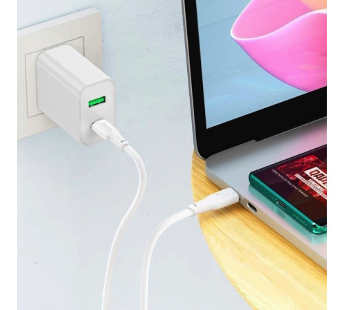 Кабель HOCO X93 Type-C to Type-C 100W, 1m, TPE, TPE connectors, White (6931474790712)