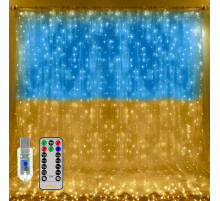 Гирлянда Штора (SFK-10) флаг Украины с пультом USB 3*3 // [403] (60 шт/ящ)