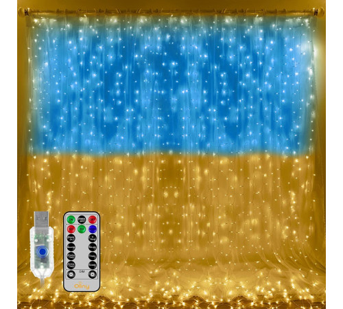 Гирлянда Штора (SFK-10) флаг Украины с пультом USB 3*3 // [403] (60 шт/ящ)