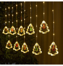 Гирлянда Штора (SFK-22) ёлки с игрушкой теплый цвет (8 режимов) размер 3*0,8 м // [403] (50 шт/ящ)